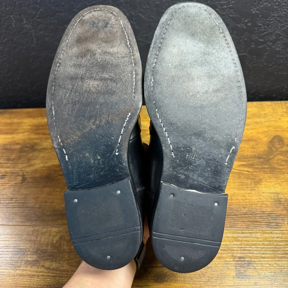 HUGO Boss 50315530 Black Leather Derby Dress Shoes Mens 41 US 8